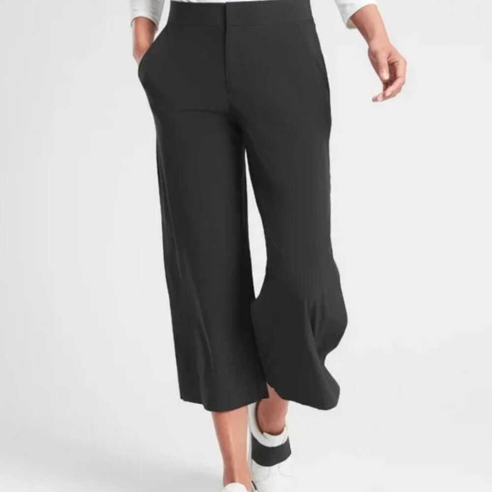 Athleta Black Wide-Leg Cropped Pants